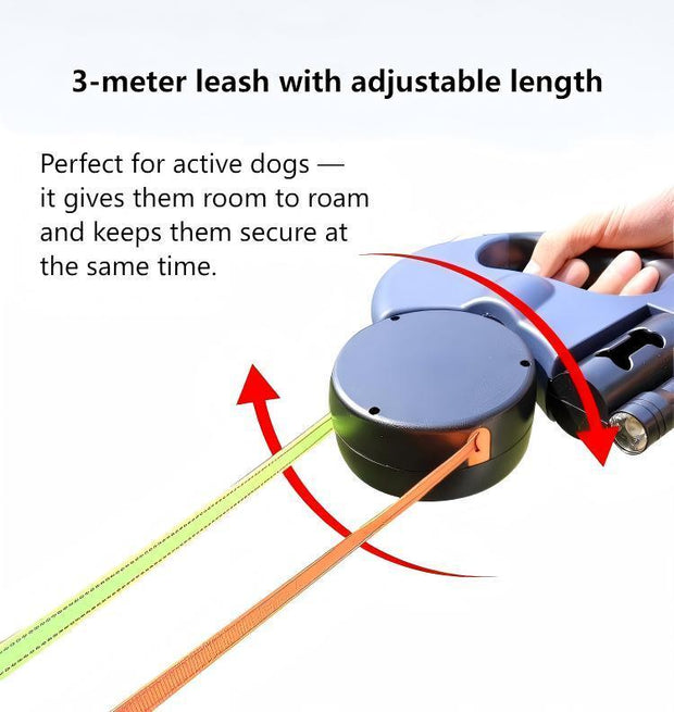 Tangle-Free Double Dog Leash – Walk Two Dogs with Ease! 360° Swivel, Strong Nylon, and Ergonomic Design!