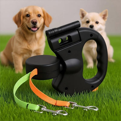 Tangle-Free Double Dog Leash – Walk Two Dogs with Ease! 360° Swivel, Strong Nylon, and Ergonomic Design!