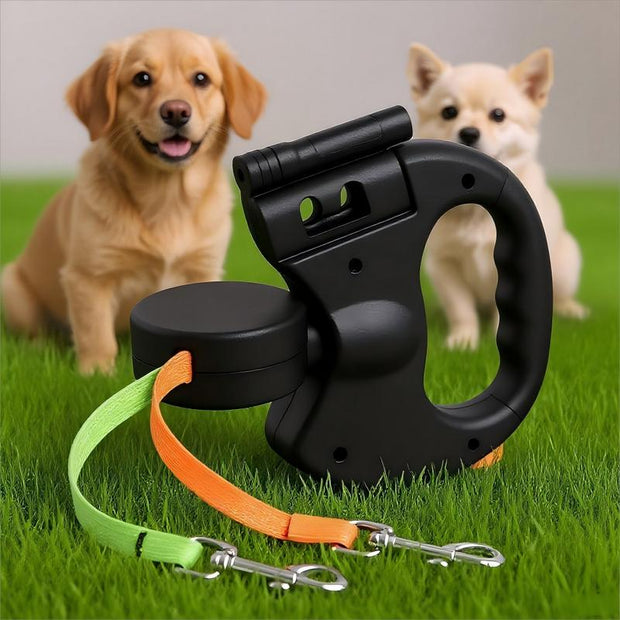 Tangle-Free Double Dog Leash – Walk Two Dogs with Ease! 360° Swivel, Strong Nylon, and Ergonomic Design!