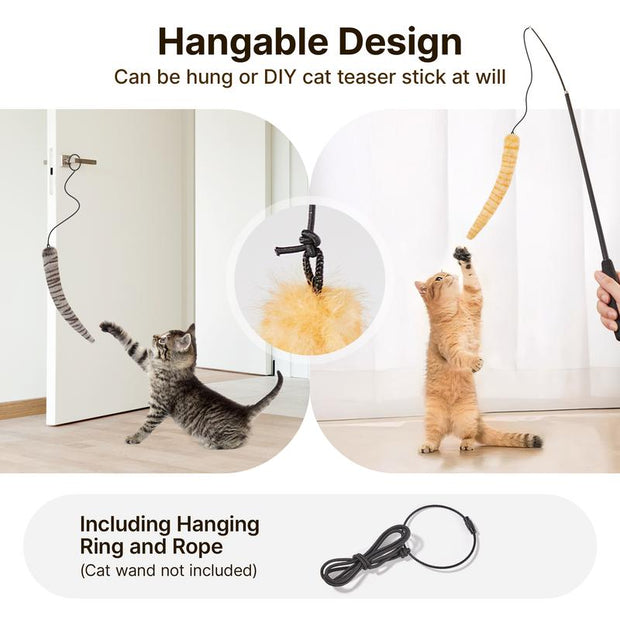 Exciting Potaroma Cat Tail Toys – Pack of 3 Fluffy Interactive Plush Kickers with Crinkle Sounds for Endless Indoor Fun!